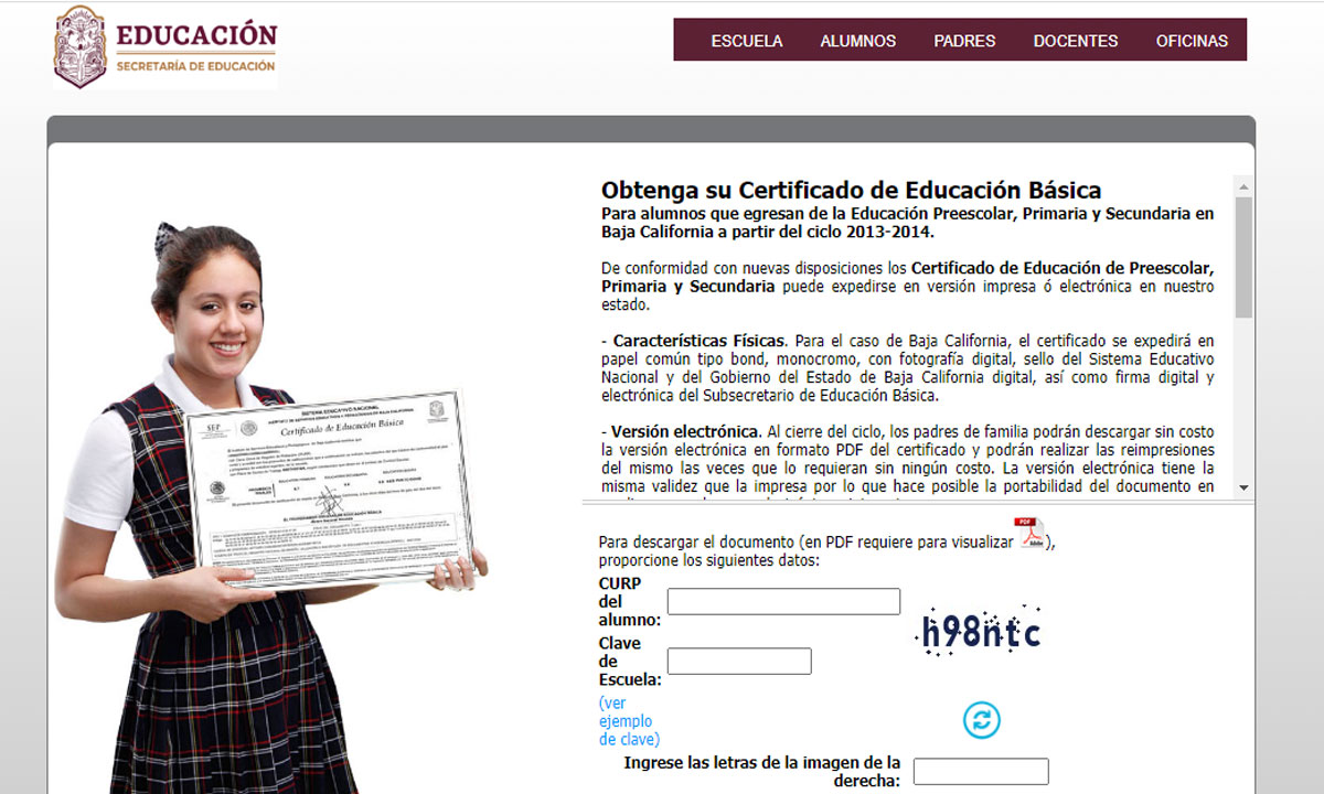 impresion de certificado de secundaria baja california