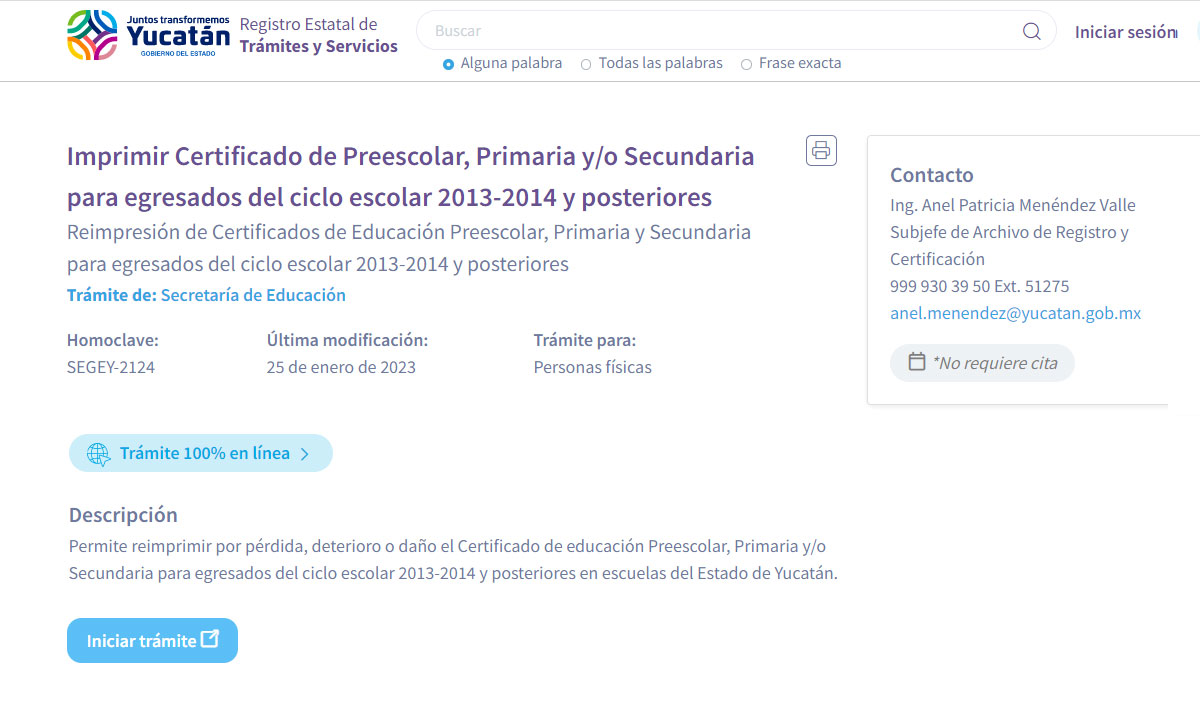 reimpresion de certificado primaria yucatan